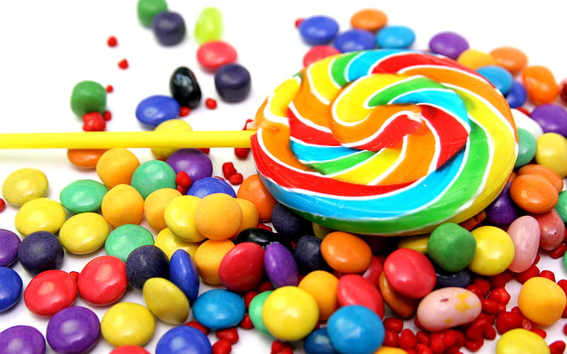 Colorful Candies and Lollipop, HD wallpaper