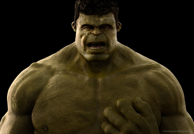 Crying Hulk, hulk, superheroes, behance, sad, crying, HD wallpaper