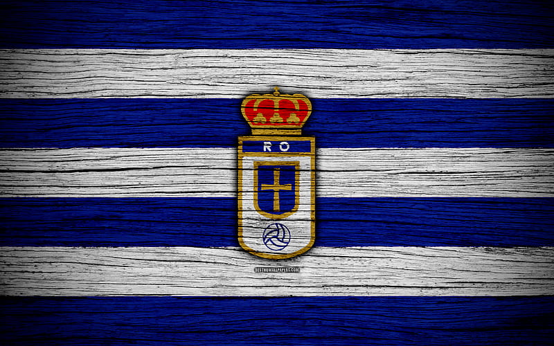Real Oviedo FC Segunda Division, soccer, football club, Spain, Real Oviedo, logo, LaLiga2, wooden texture, FC Real Oviedo, HD wallpaper
