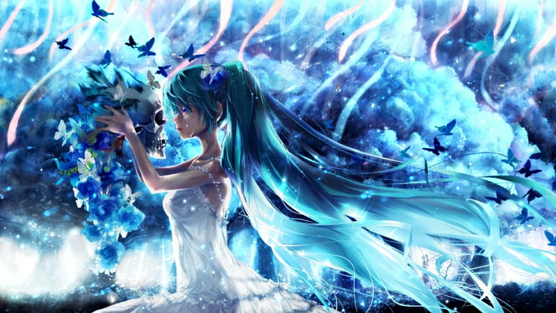 Hatsune Miku, vocaloid, aditalfian, luminos, manga, butterfly, girl ...