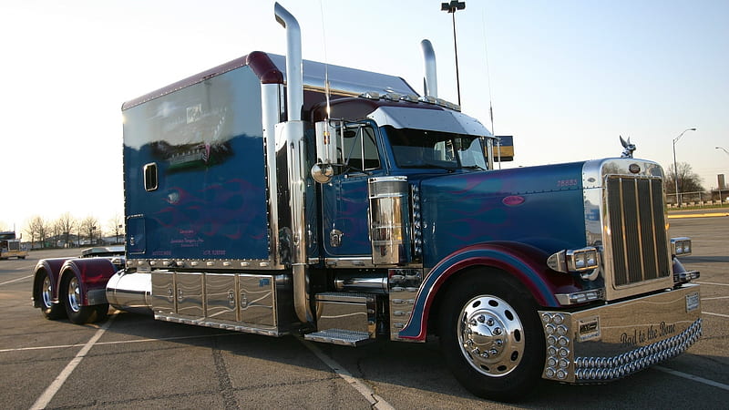 blue legacy, rig, truck, peterbilt, semi, HD wallpaper