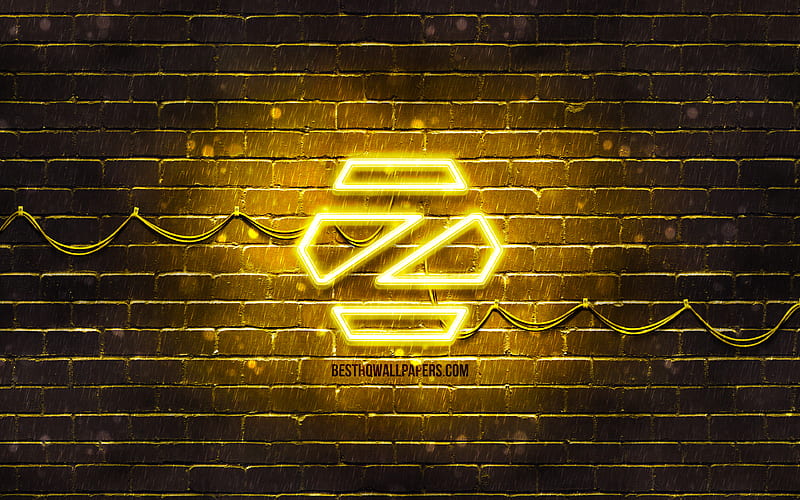 Zorin OS yellow logo yellow brickwall, Zorin OS logo, Linux, Zorin OS neon logo, Zorin OS, HD wallpaper
