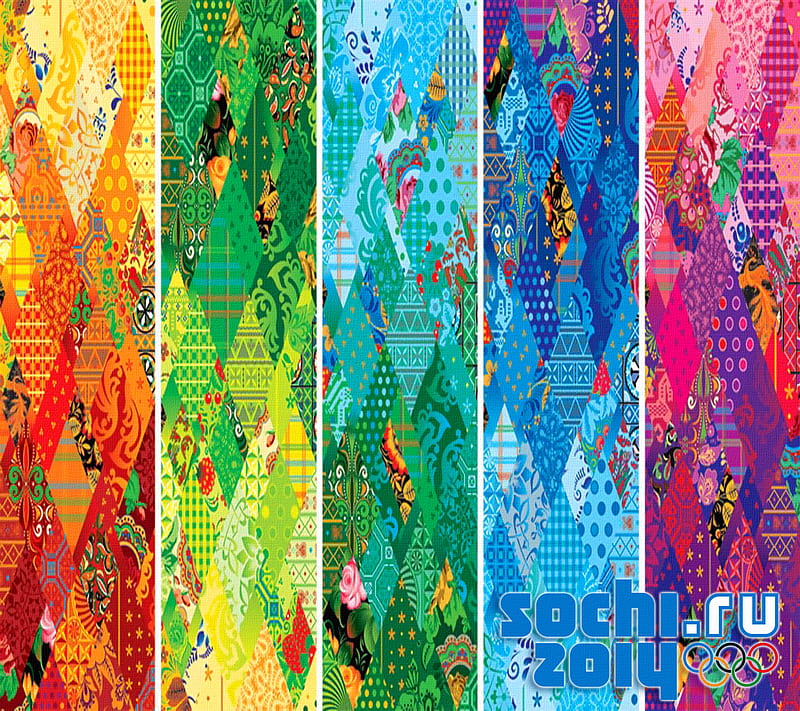 Sochi 2014 Patchwork, olympic games, pattern, russia, HD wallpaper