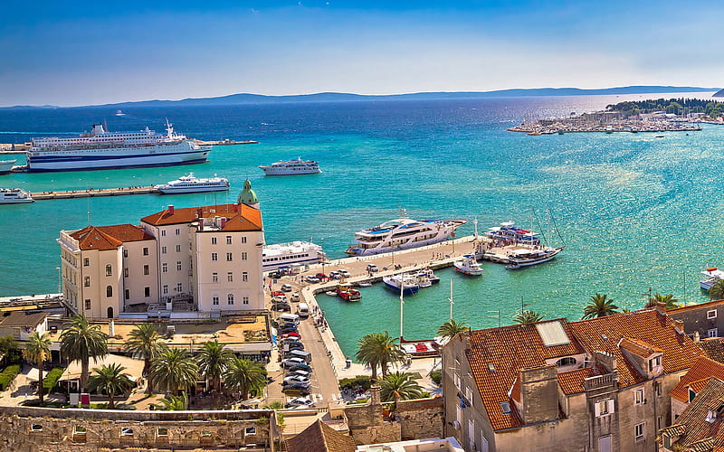Split, Adriatic Sea, summer, port, resort, tourism, Croatia, Mediterranean, travel concepts, HD wallpaper