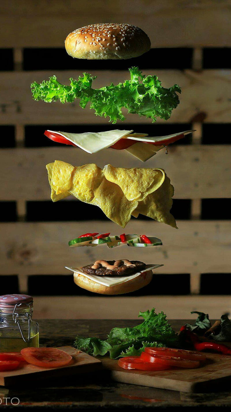 Hamburger, food, happy birtay cupcake, HD phone wallpaper