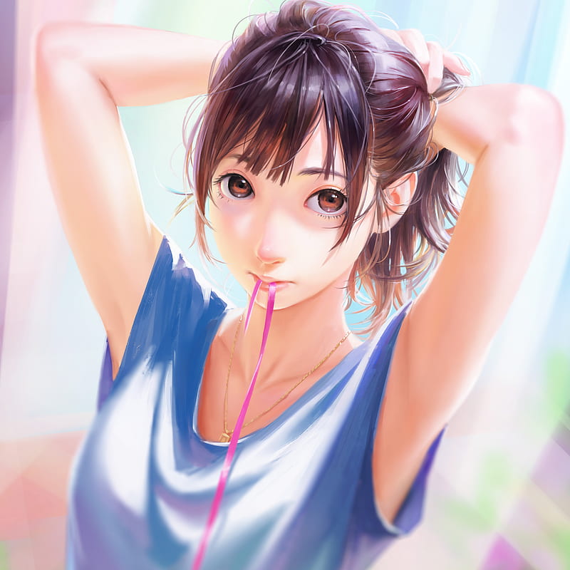 Anime girl, semi realistic, brown hair, cute, Anime, HD phone wallpaper |  Peakpx
