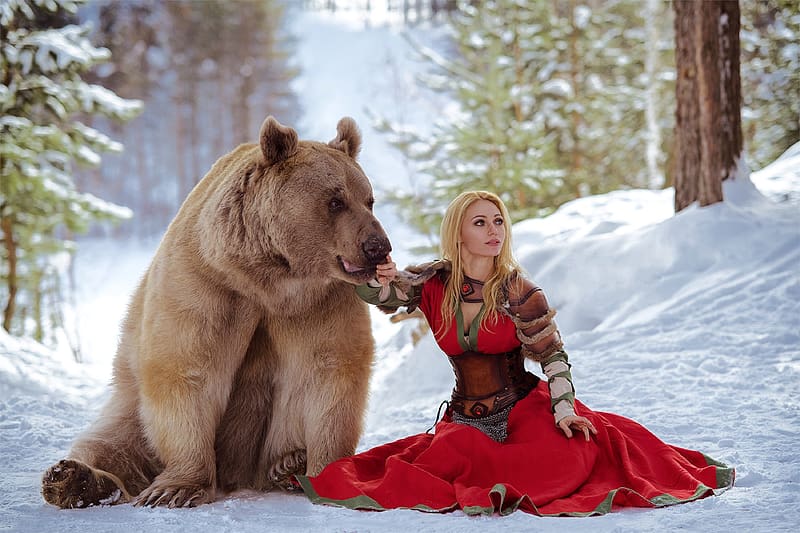 HD-wallpaper-blonde-posing-with-a-bear-in-the-snow-bear-dress-blonde-winter-model-snow.jpg