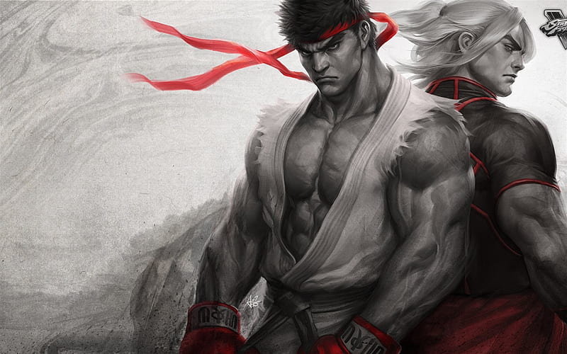 Street Fighter V, characters, Ryu, Ken, HD wallpaper