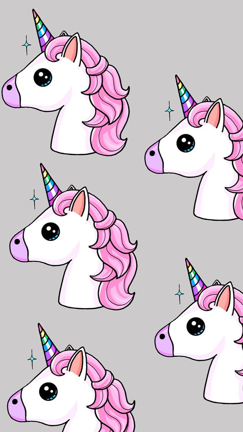 Unicorns, colors, cute, emoji, pattern, HD phone wallpaper