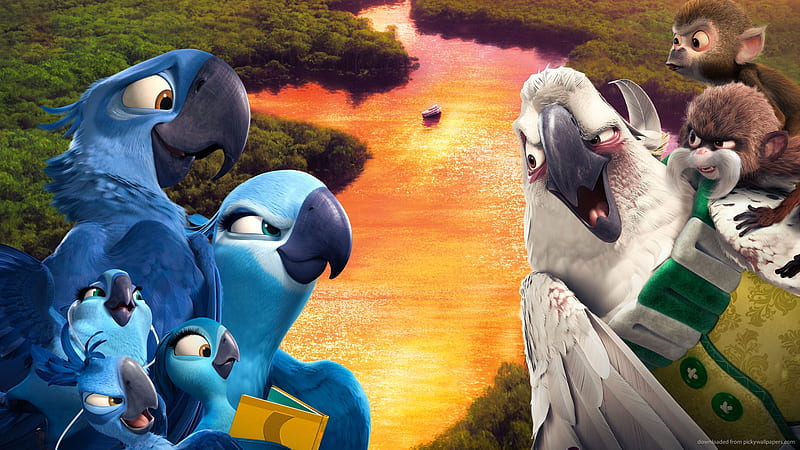 Rio 2 (2014), poster, bird, movie, pasare, parrot, macaw, rio 2, blue, HD wallpaper