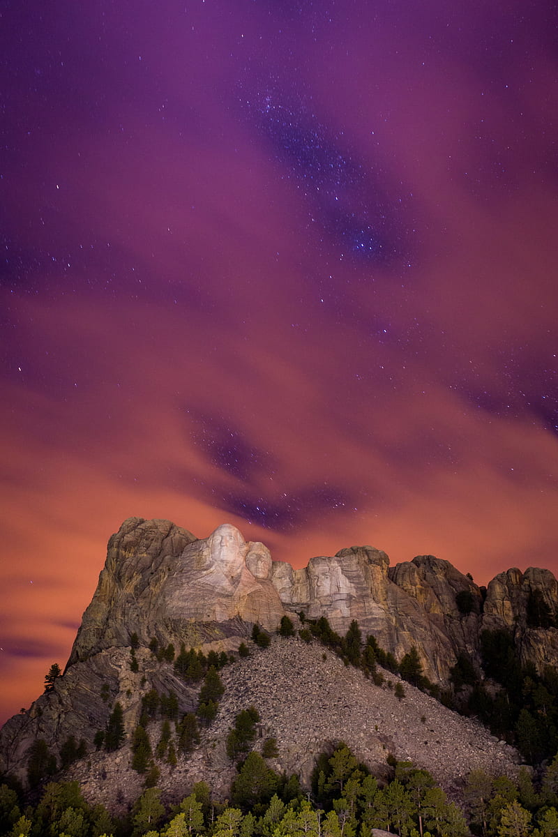 The Stars peak through the clouds at Mount Rushmore, HD phone wallpaper