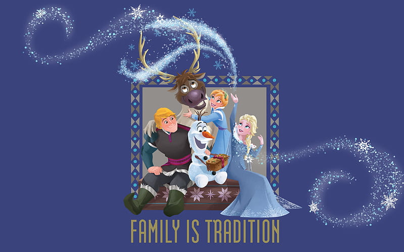 Olaf's Frozen Adventure (2017), poster, anna, movie, elsa, snowman, iarna, winter, olafs frozen adventure, reindeer, disney, blue, HD wallpaper