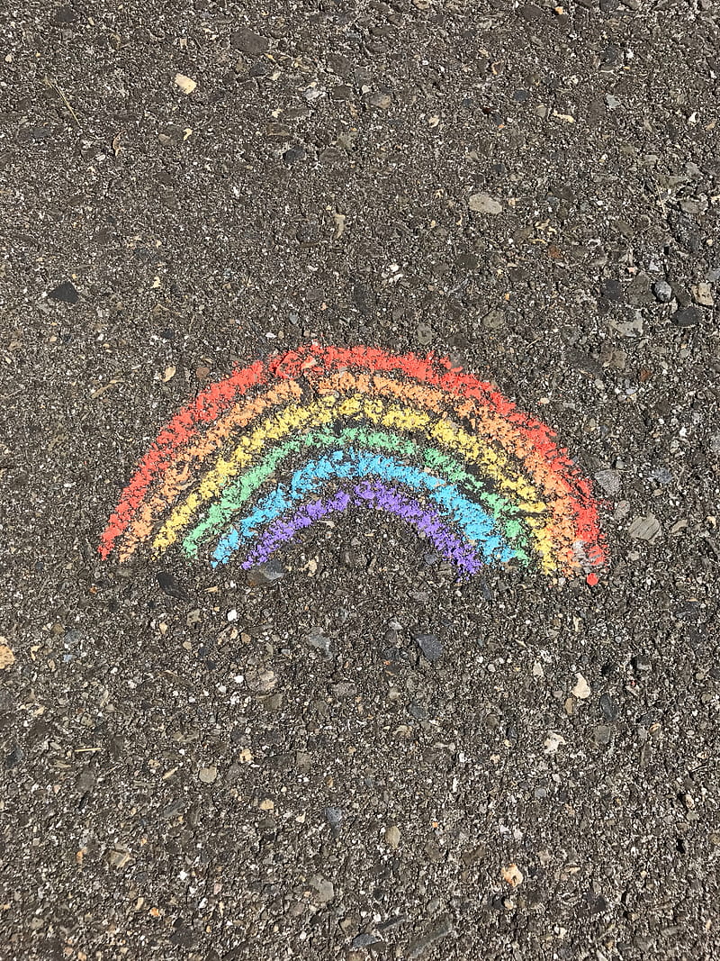 rainbow, asphalt, chalk, colorful, HD phone wallpaper
