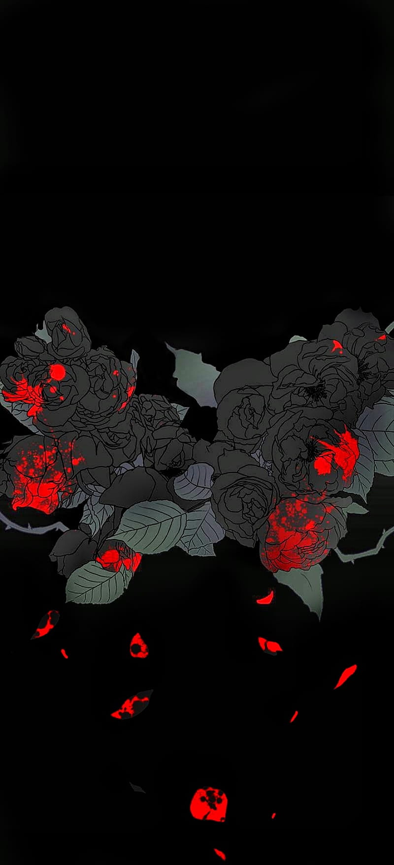 Flowers dark, rosas, raven, rojo, flor, oscuro, HD phone wallpaper