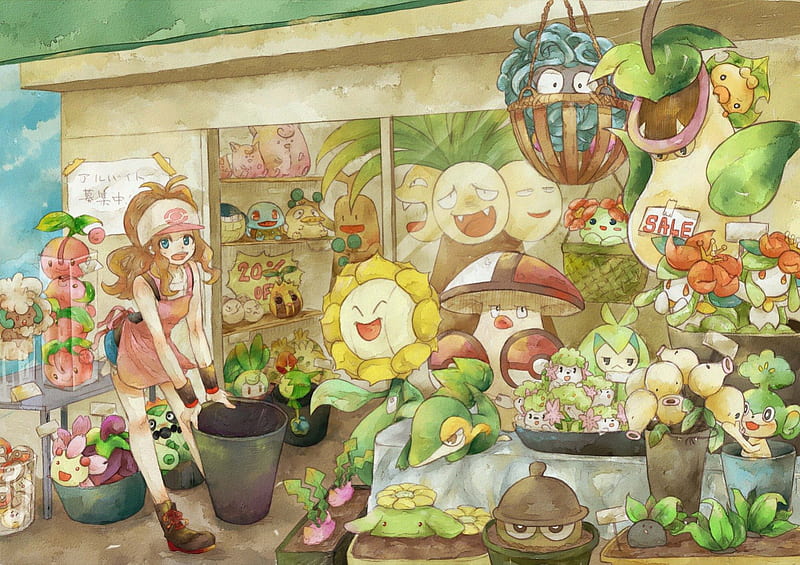 Grass sell, cute, shaymen, pokemon, grass, HD wallpaper