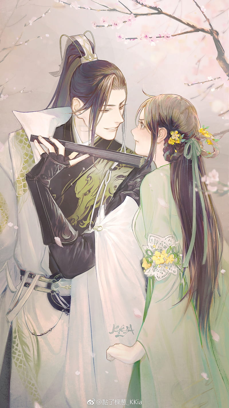 Anime couple, romance, chinese clothes, cherry blossom, Anime, HD phone  wallpaper | Peakpx