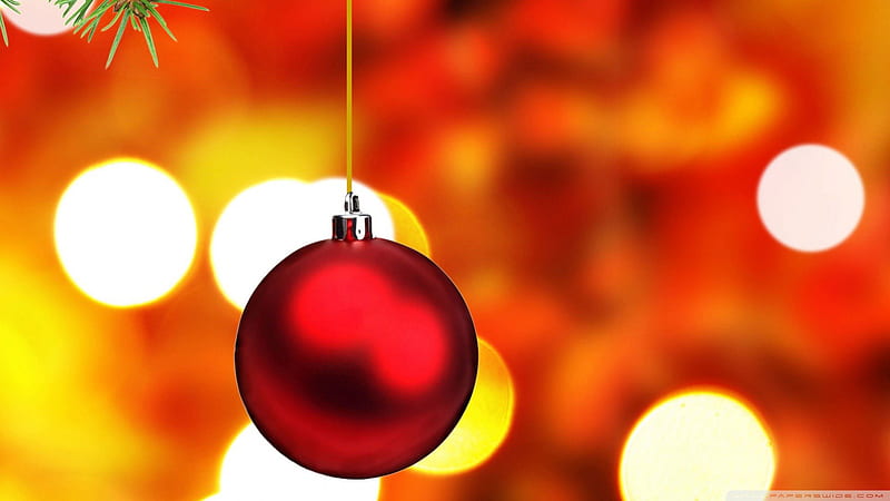Red Christmas Bulb, red bulb, christmas bulb, christmas decorations, HD wallpaper
