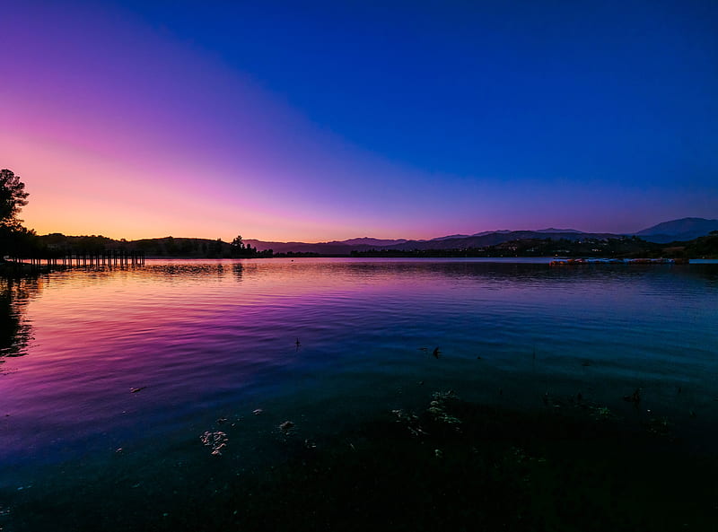 lake, sunset, sky, scenery, Nature, HD wallpaper