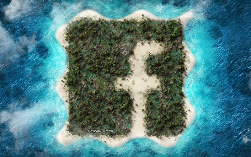 Facebook logo, tropical island, view from the height, creative emblem, island logo, social network, Facebook, HD wallpaper