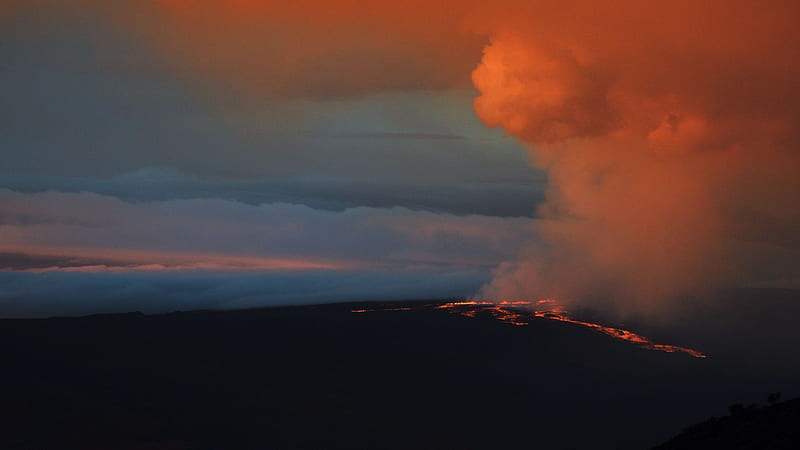 Mauna Loa, Hawaii, woke up yesterday morning, clouds, volcano, eruption, usa, landscape, HD wallpaper