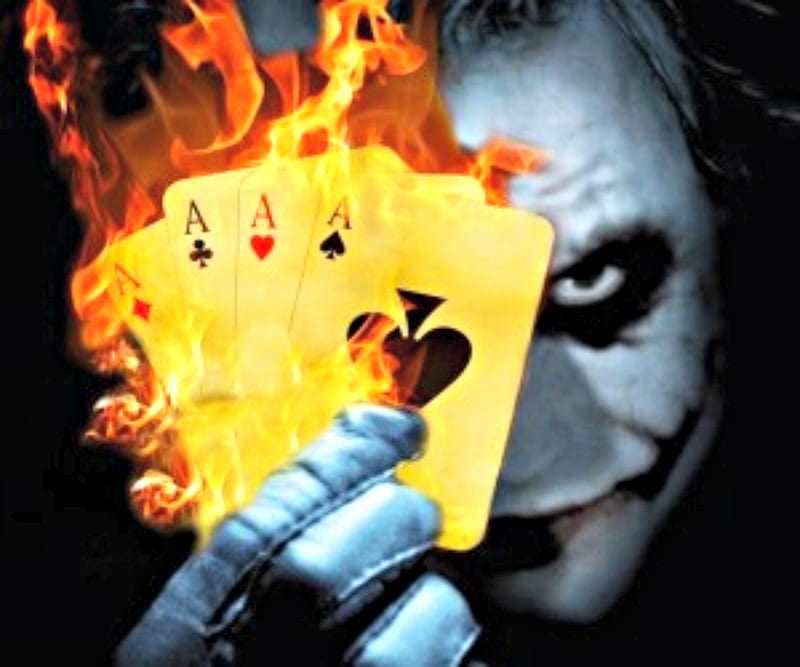 Joker, Cards, Aces, Fire, HD wallpaper