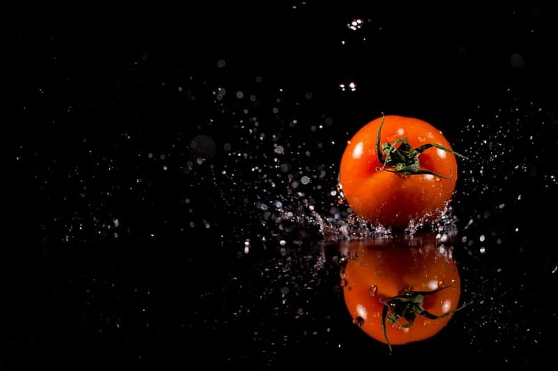 Tomato, Water, Drops, Red, Food, HD wallpaper