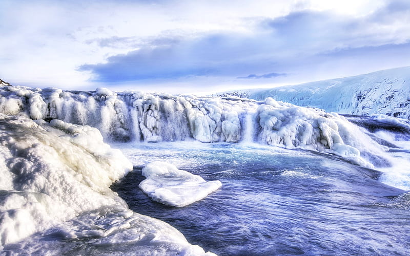 Iceland Golden Falls, HD wallpaper
