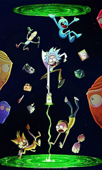 Rick and morty, cartoon, funny, galaxy homer, HD phone wallpaper