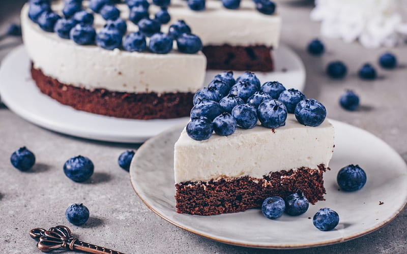 cheesecake berries, blueberries, fruit pie, sweets, HD wallpaper