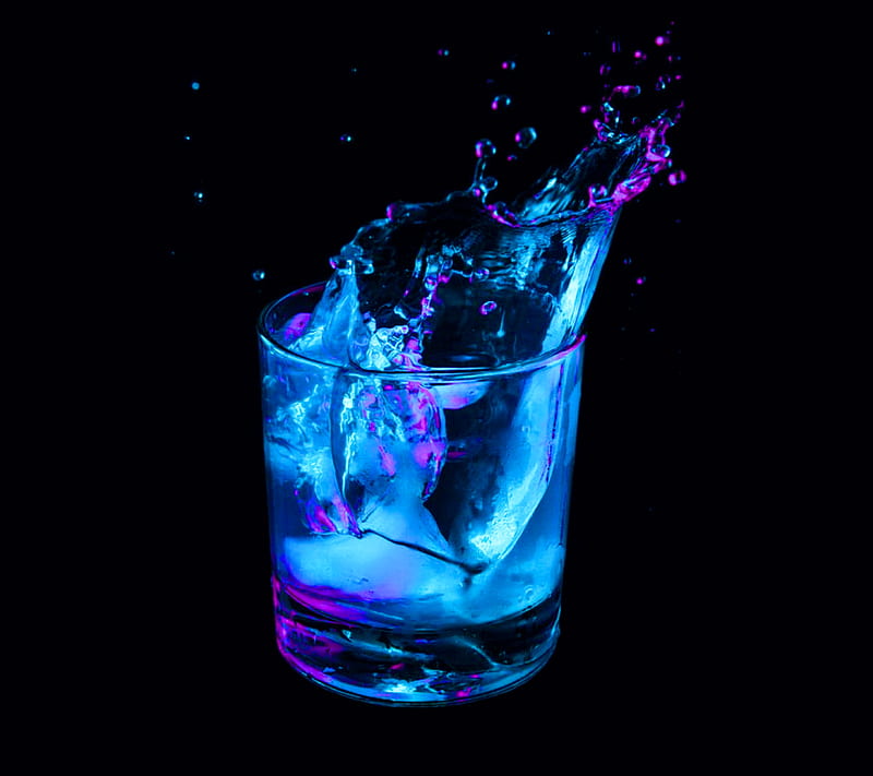Colored ice cup 2 S5, abstract, blue, colors, cup, ice, neon, HD wallpaper