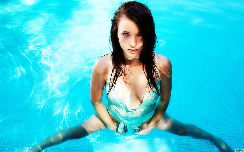 Malena Moragan, wet, malena morgan, modle, hyder ali arbab, sexy, hyder ali, people, hot, girl in pool, HD wallpaper
