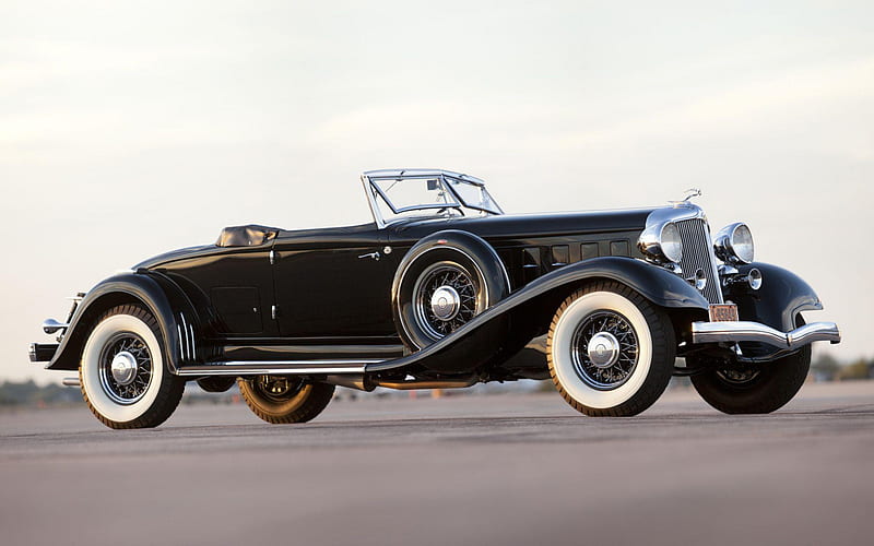 1933, Chrysler Imperial, black convertible, vintage cars, retro cars, black Imperial, american cars, Chrysler, HD wallpaper