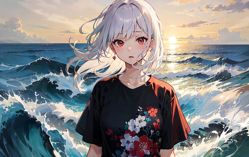 Premium AI Image  Anime background the ocean water waves sky water  hd wallpaper