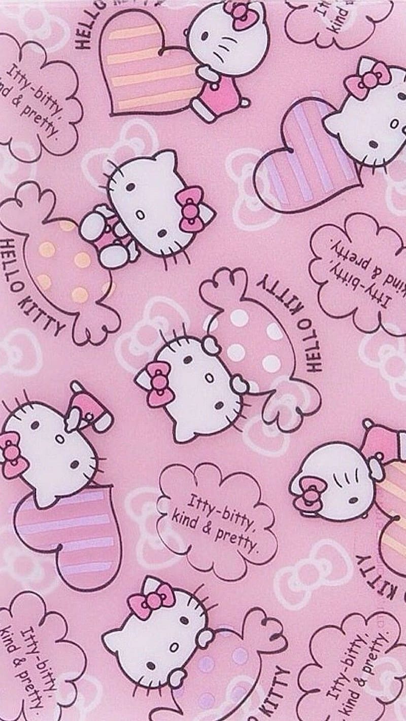 Cute Hello Kitty, Chocolates And Heart, cartoon, kitty white, HD phone wallpaper