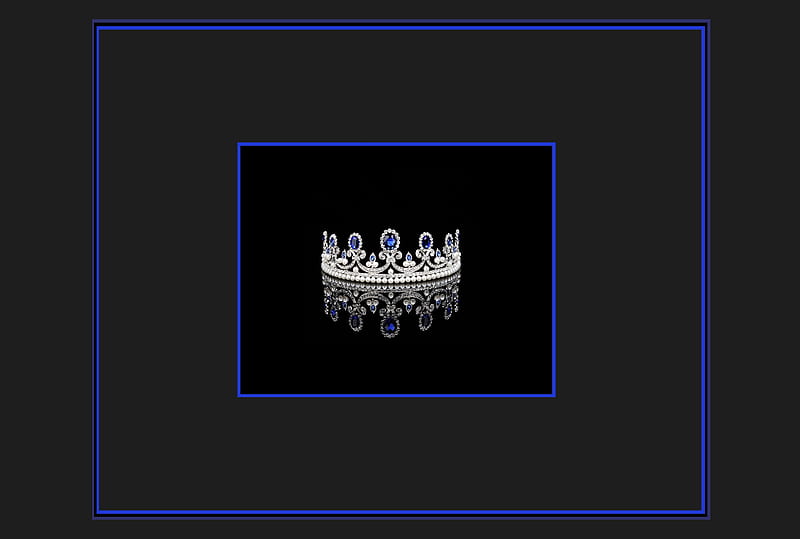 Elegant Tiara, framed, delicate, jewelry, sparkle, pearl, elegance, crown, clear rhinestone, reflection, tiara, blue, HD wallpaper