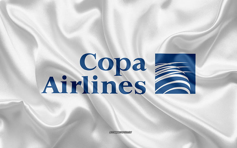 Copa Airlines logo, airline, white silk texture, airline logos, Copa Airlines emblem, silk background, silk flag, Copa Airlines, HD wallpaper