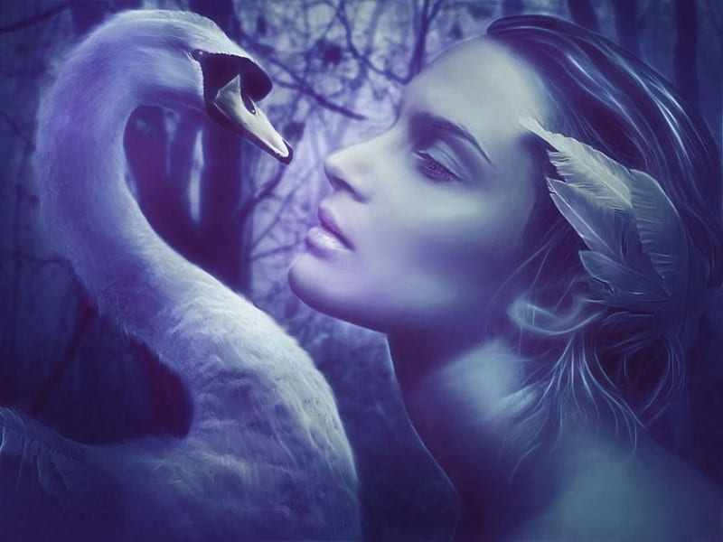 Cisne y mujer cerca fantasía cisne mujer Fondo de pantalla HD Peakpx