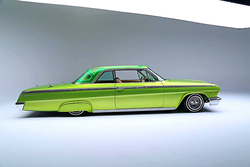 1962-Chevrolet-Impala, Classic, GM, Green, Lowrider, HD wallpaper