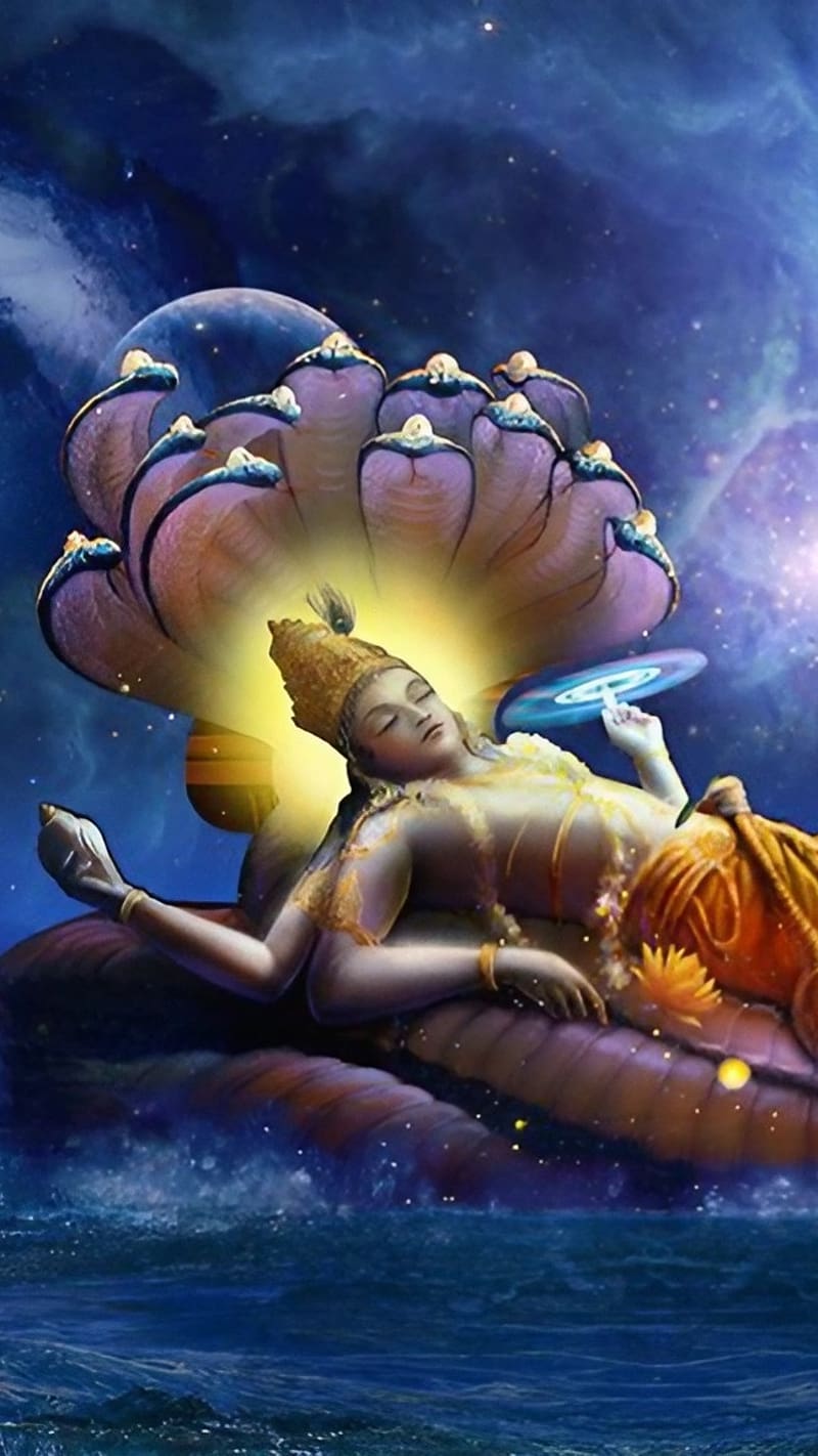 Vishnu , Sleeping On Sheshnag, lord vishnu sleeping on sheshnag, god, hari narayana, HD phone wallpaper