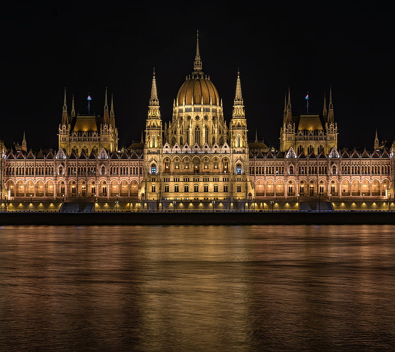 Budapest, cities, hungary, night, rivers, HD wallpaper