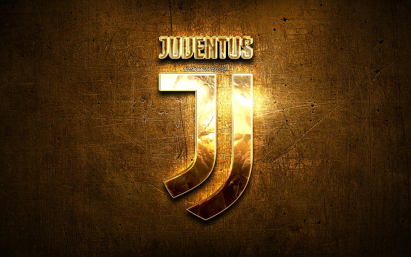 Juventus golden logo, fan art, Juve, Serie A, Juventus logo, metal background, creative, italian football club, Juventus metal new logo, Italy, Juventus FC, Juventus new logo, HD wallpaper