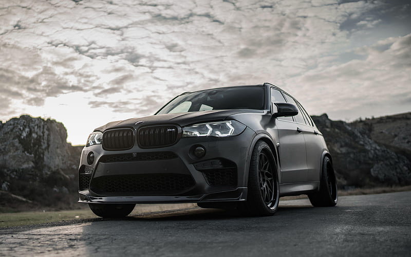BMW X5 M, 2018, Z-Performance, black SUV, black wheels, tuning X5, black matte X5, BMW, HD wallpaper
