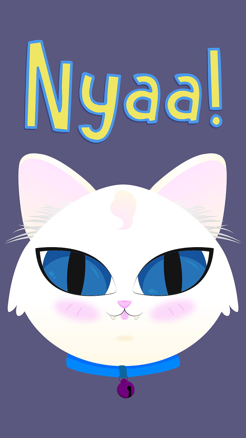 Nyaa, cat, cute, gatito, kawaii, kitty, maddy lunna, neko, pastel, white cat, HD phone wallpaper