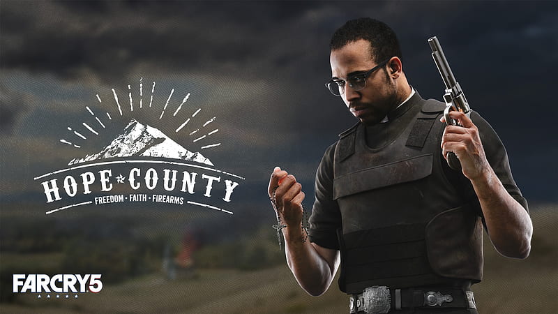 Far Cry 5 - Pastor Jerome Jeffries, Montana, Far Cry, video game, game, Pastor Jerome Jeffries, Pastor, Gulf War Veteran, Far Cry 5, gaming, Fictional, realistic, open world, USA, Ubisoft, FCV, America, Far Cry V, Roman Catholic Priest, FC5, Hope County, roam, FC, Project At Edens Gate, US, HD wallpaper