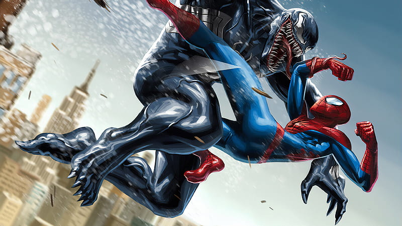Venom Spiderman , venom, spiderman, superheroes, artwork, HD wallpaper