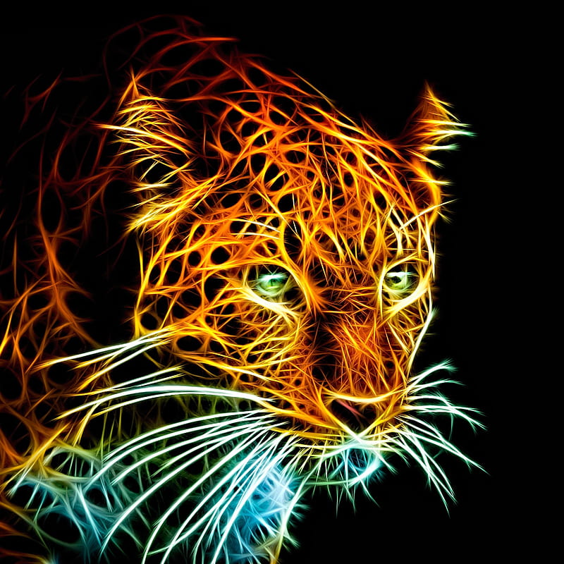 Abstract Cat, 3d, animal, fractal, leopard, HD phone wallpaper