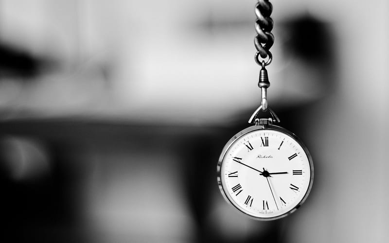 Watch, black and white, hour, minutes, HD wallpaper