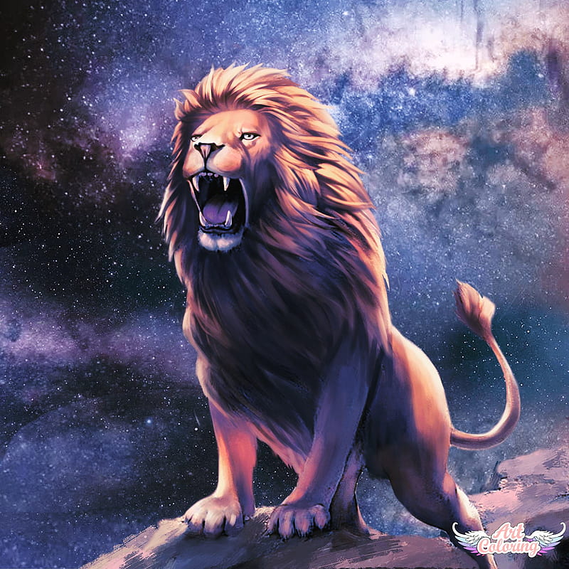 Roaring Galaxy Lion, lions, HD phone wallpaper