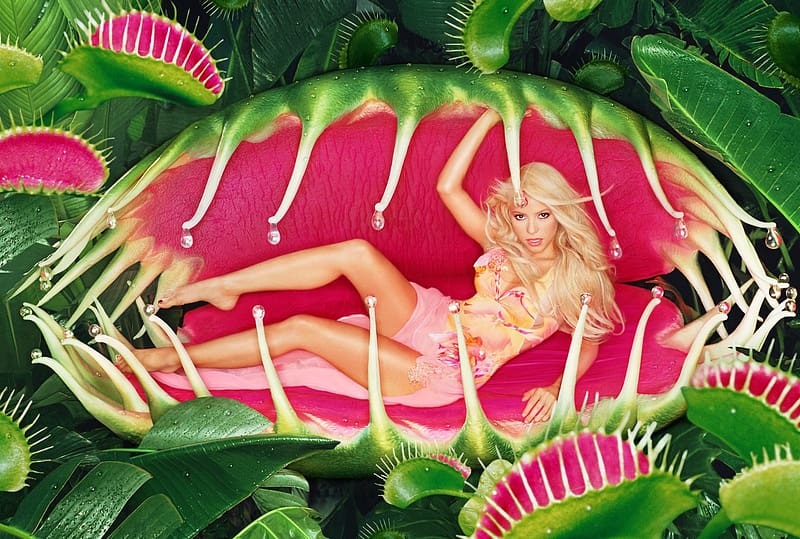 Music, Shakira, Singer, Blonde, Carnivorous Plant, Venus Flytrap, HD wallpaper