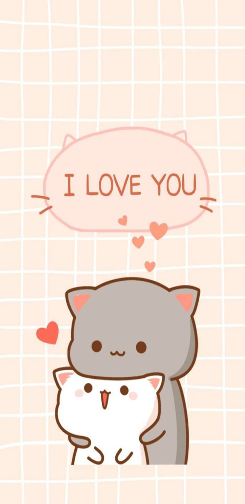 MeoCiuLove, cartoon, cat, gris, heart, i love you, kitty, love, meo ciu,  phone, HD phone wallpaper | Peakpx
